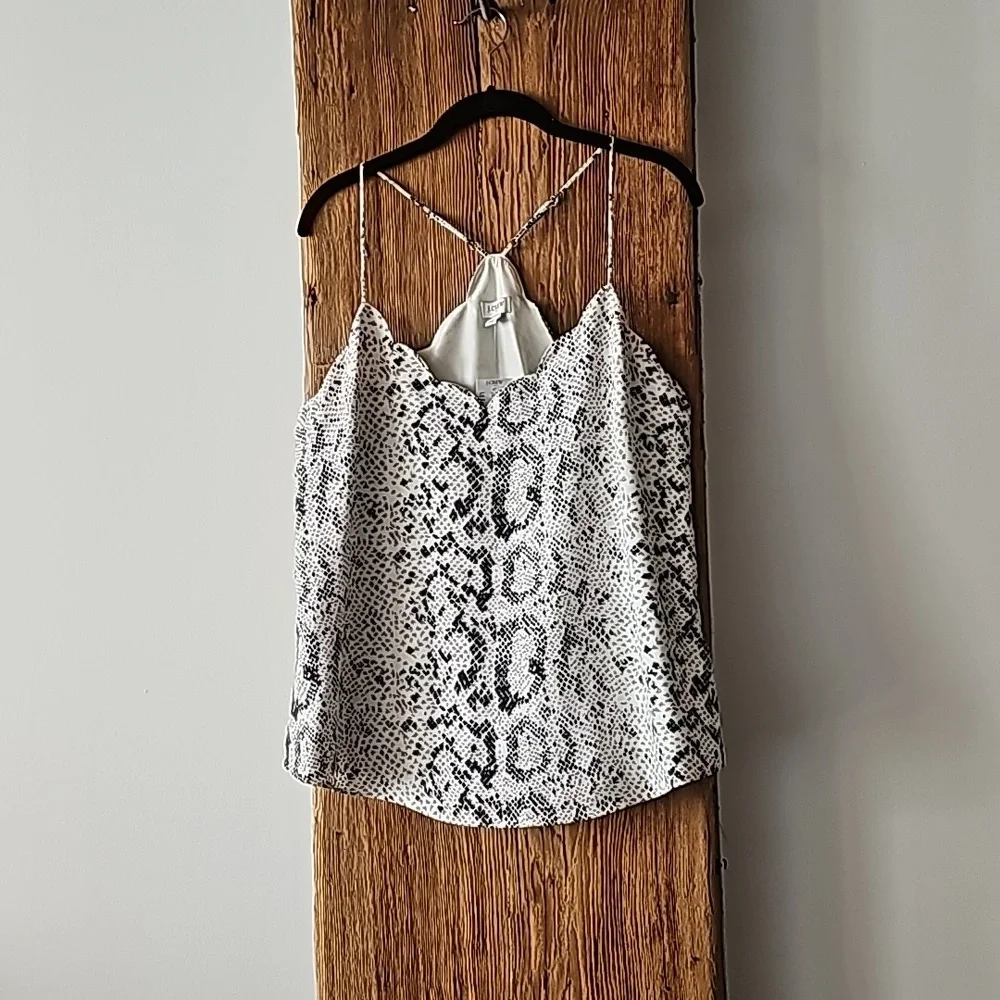 NWT J. Crew snake Silky racer back tank cami vneck scallop edge top sz 14 XL